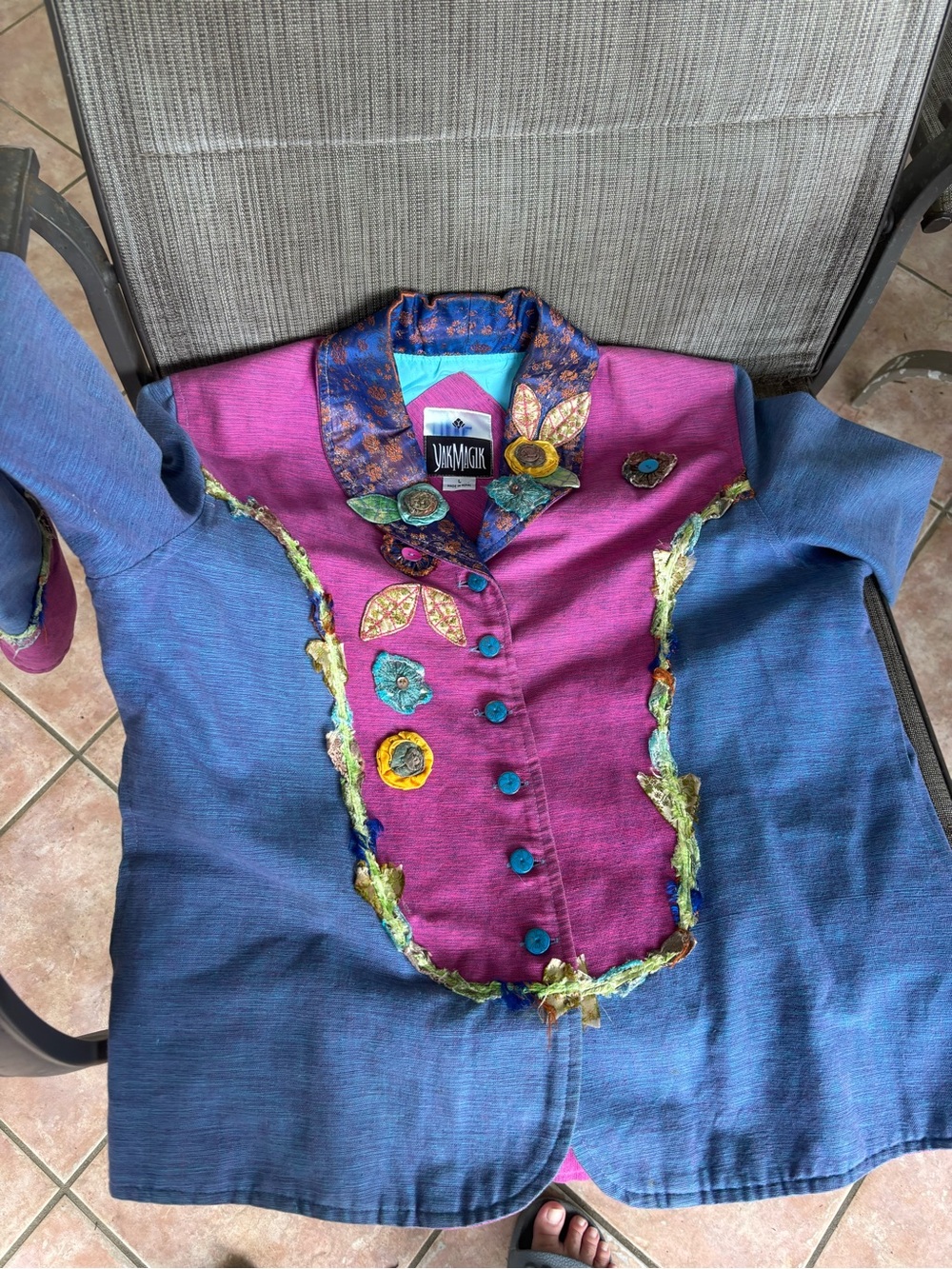 Yak Magik Embellished Women’s Jacket - Blue & Magenta
